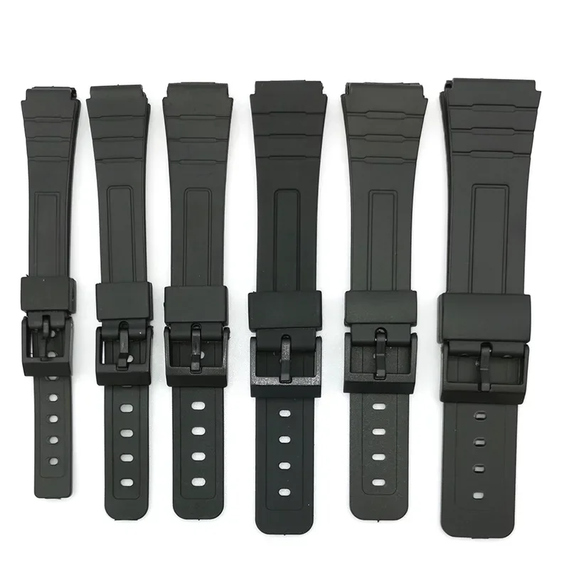 Black Buttons Rubber PVC Watch Bnad 12mm 14mm 16mm 18mm 20mm 22mm Electronic Watch Classic Style Unisex Plastic Watch Strap