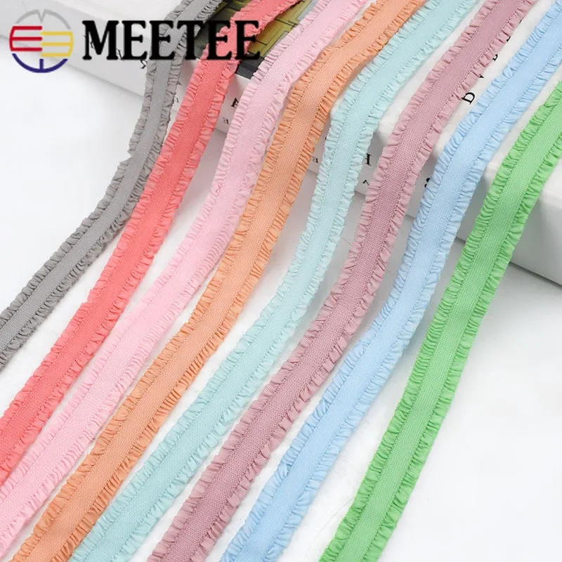 

10/20/50Yards 1.3cm Elastic Bands Double Ruffle Stretch Rubber Ribbon Trims Folds DIY Baby Hair Tie Clothing Sewing Accessories