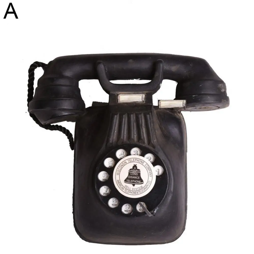 Vintage Shabby Wall Mount Telephone Craft Art Bar Club Ornament Home Decoration Telephone Landline Retro Style Telephone Model