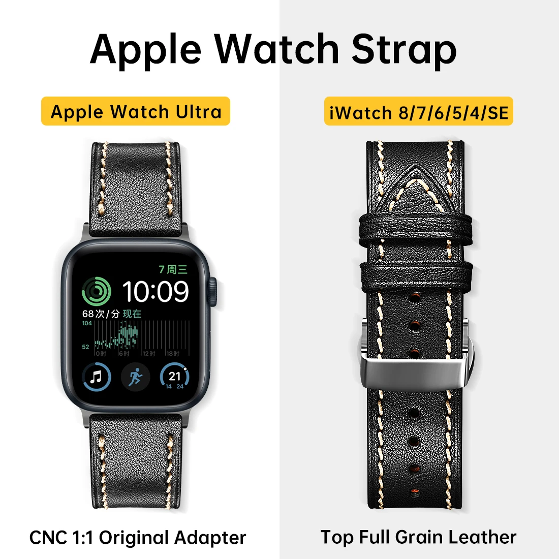 

Luxury Leather Strap For Apple Watch Ultra 49mm 8 7 6 SE Hermès Accessories Bracelets 45mm 44mm 41mm 40mm Apple Watch Band