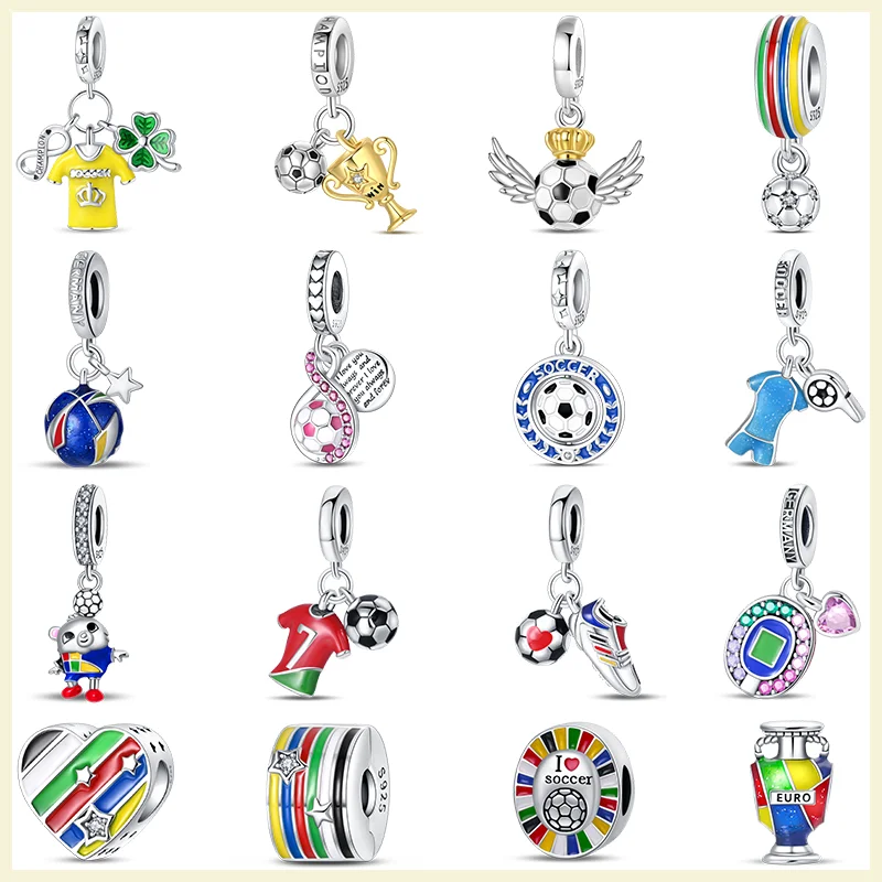 

925 Sterling Silver Football Hobby Series Lucky Football Charm Beads Suitable for Pandora Original Bracelet DIY Jewelry Gift