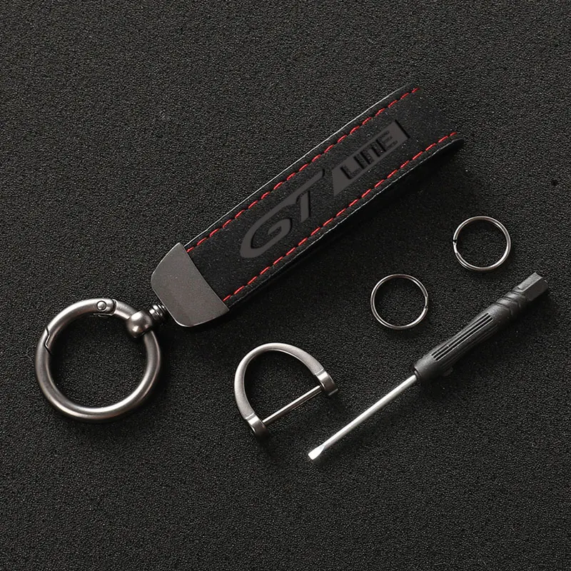 Suede Leather Car Keychain Business Gift with Logo Keyring Accessories For Peugeot gtline GT LINE 508 5008 3008 208 2008 308 Car