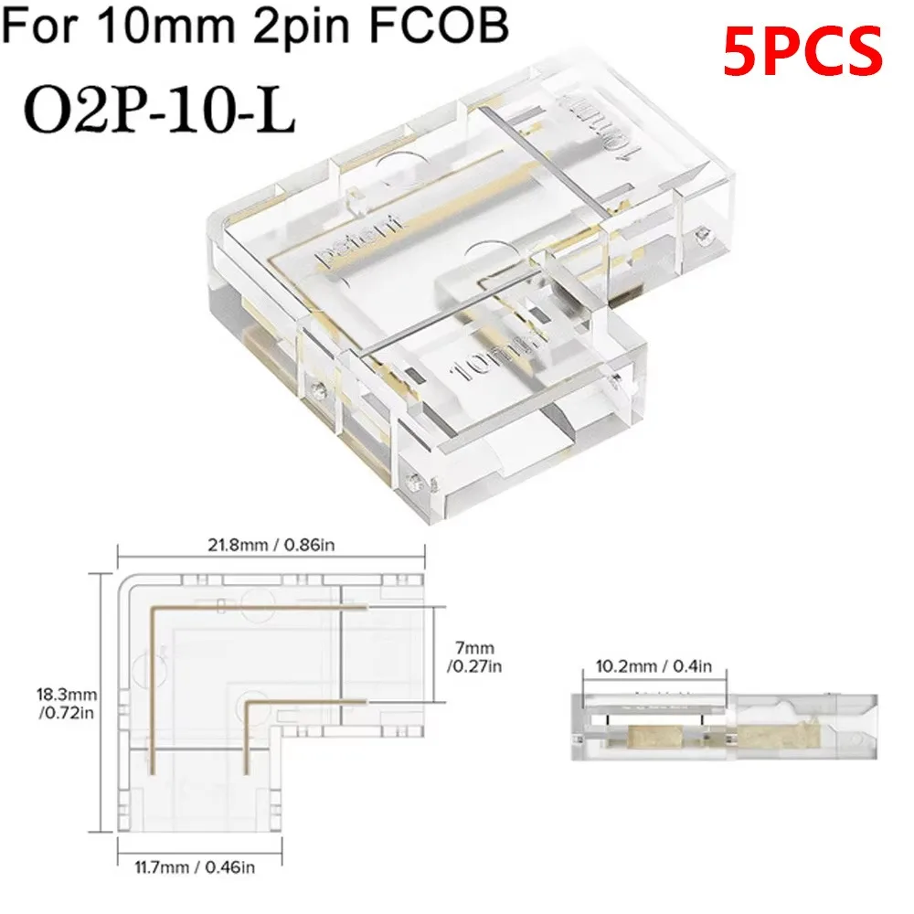 

5 шт./компл., мини-пряжка, разъем COB, прозрачный без пайки, L-образный угловой 2/3/4-контактный разъем для светодиодной ленты
