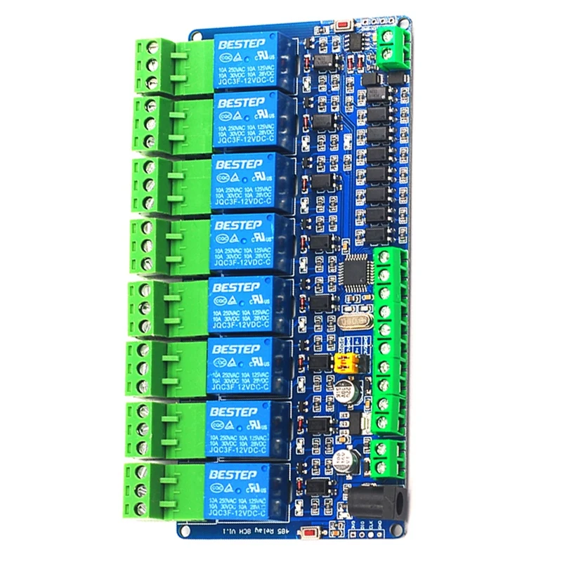 For Arduino RS485 Modbus-RTU 12V 8Bit Relay Module TTL 8-Channel Delay Switch Controller PLC Industrial Driver