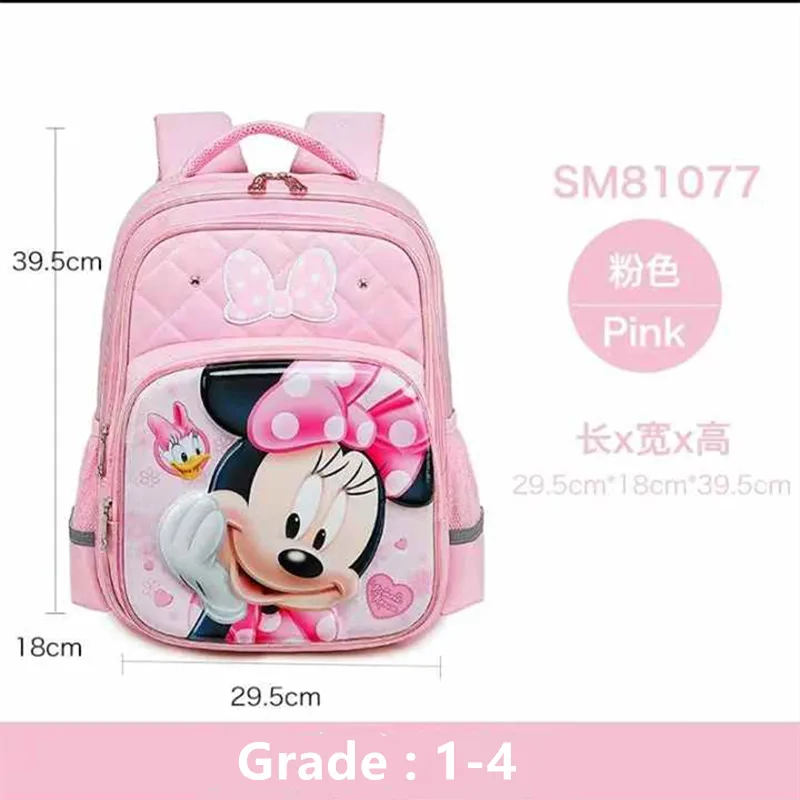 Disney Mickey Minne School Bags For Boys Girls Primary Student Shoulder Orthopedic Backpack Grade 1-5 Large Capapcity Mochilas