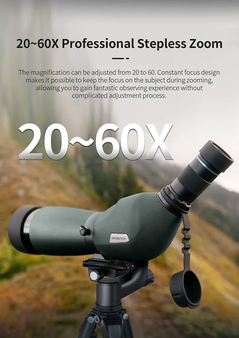 Sirui HD 20-60x80ED Telescopio de alcance impermeable con trípode para observación de aves