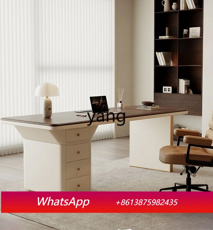 

LMM solid wood desk Italian minimalist study table cabinet integrated household desk