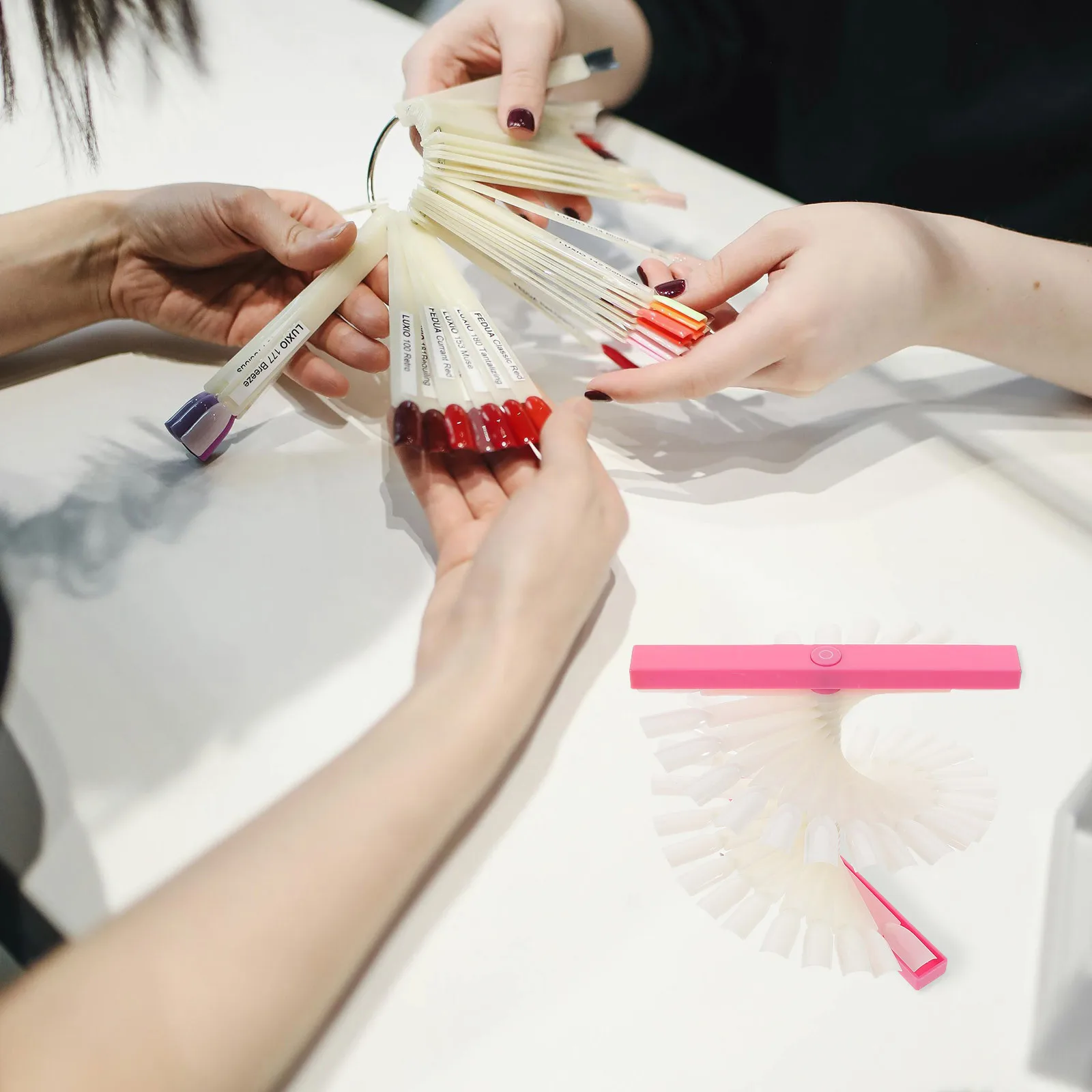 48 colori rosa tabellone per nail art design a ventaglio organizzatore di smalti strumento di pratica selezione dei colori bastoncini modelli fai da te per la casa