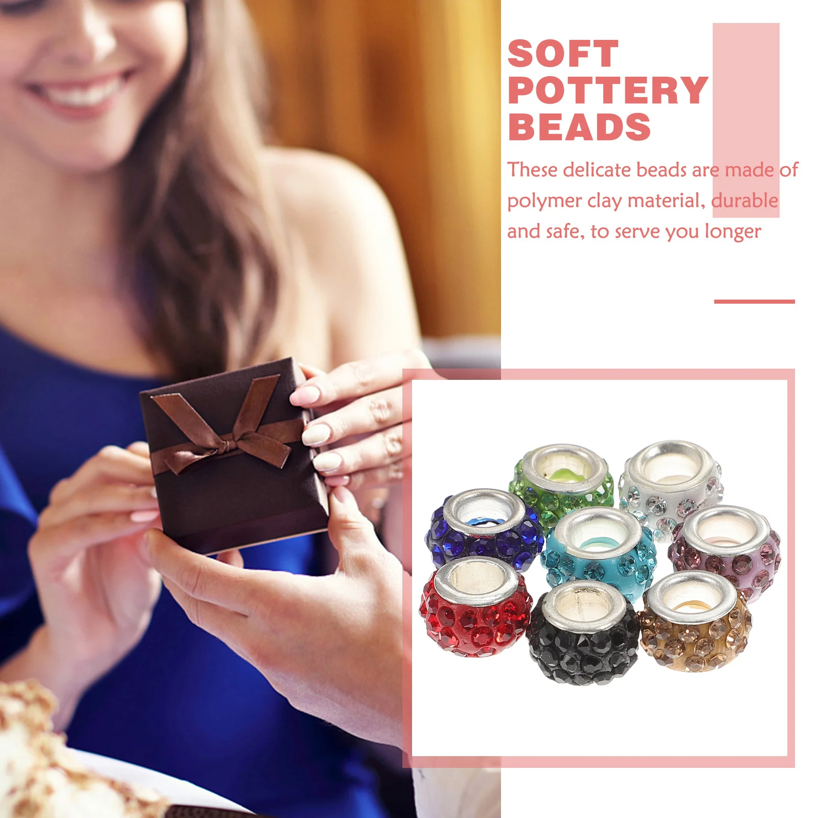 

80Pcs Shamballa Polymer Clay Beads DIY Bracelet Necklace Jewelry Making Supplies Spacer Beads Jewelry Making Accessories