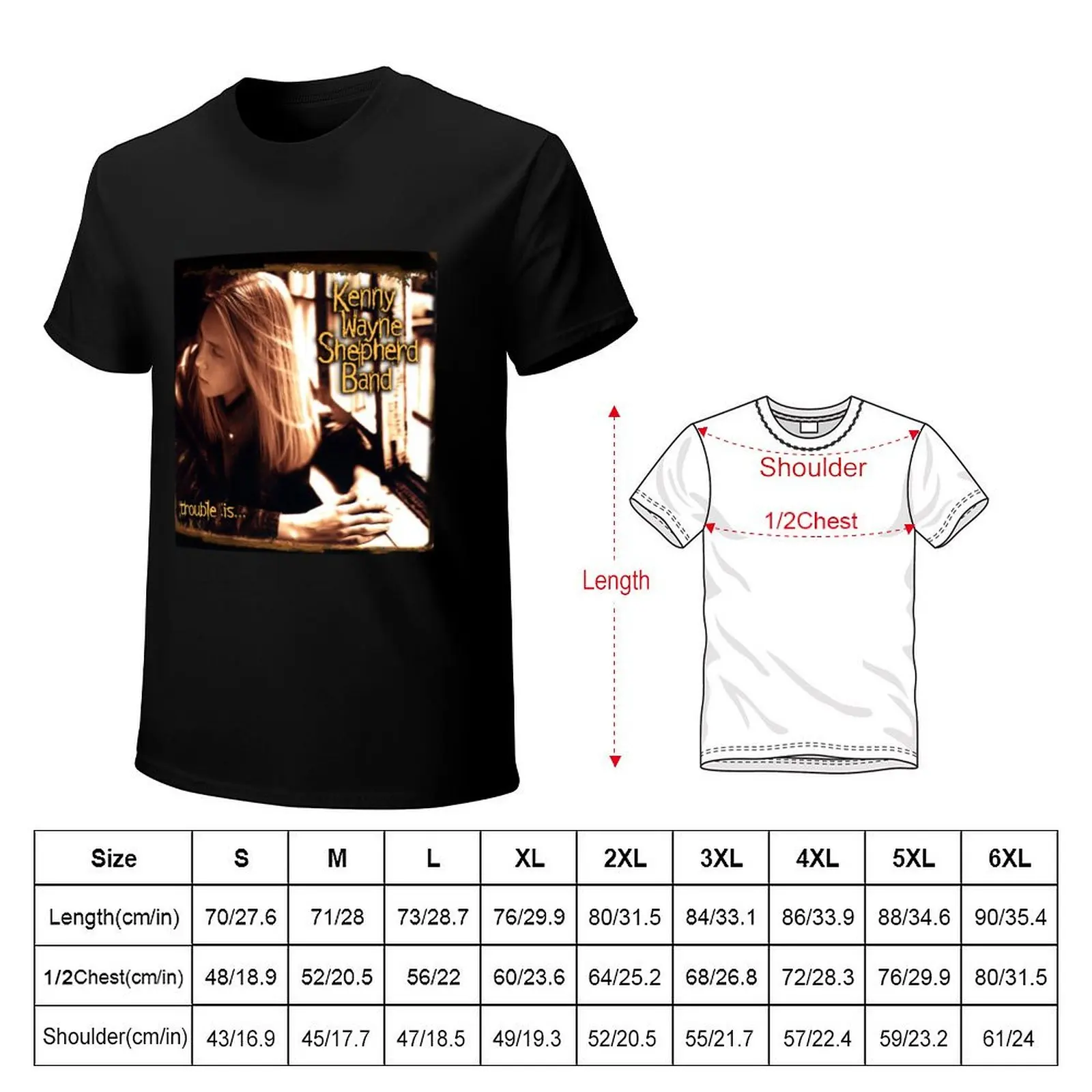Kenny Wayne Shepherd trouble is T-Shirt Large Size Loose Casual Tee