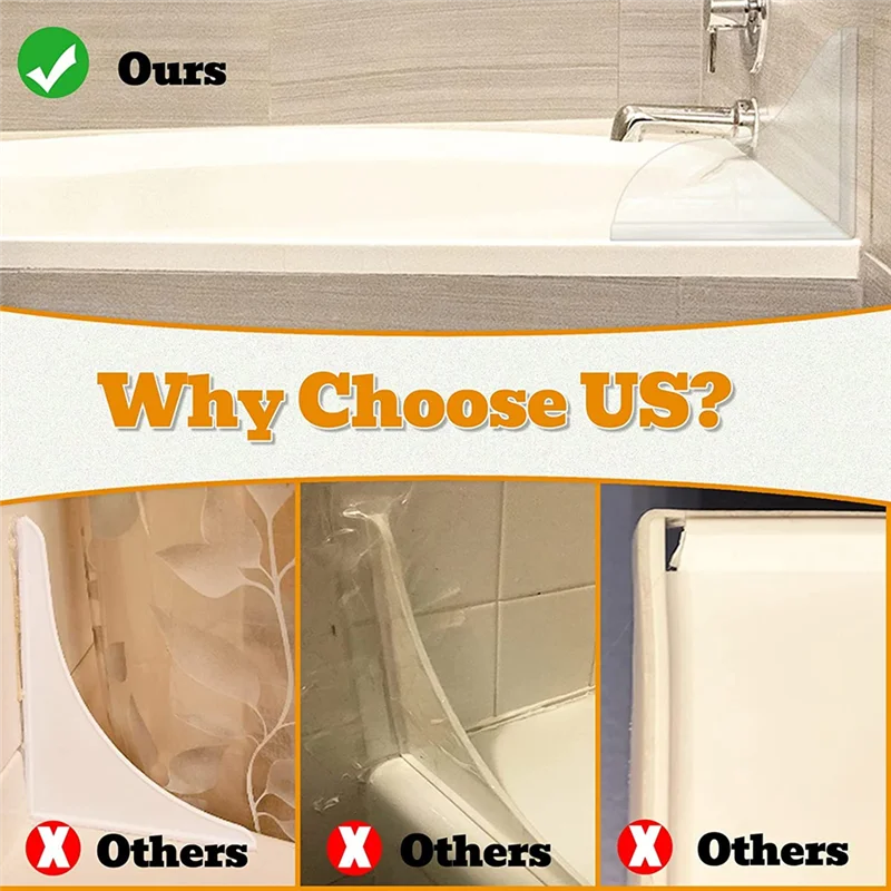 N10R-2Pcs Shower Splash Guard, Transparent Shower Water Guard, Bath Corner Water Splash Guard To Keep Water In Shower