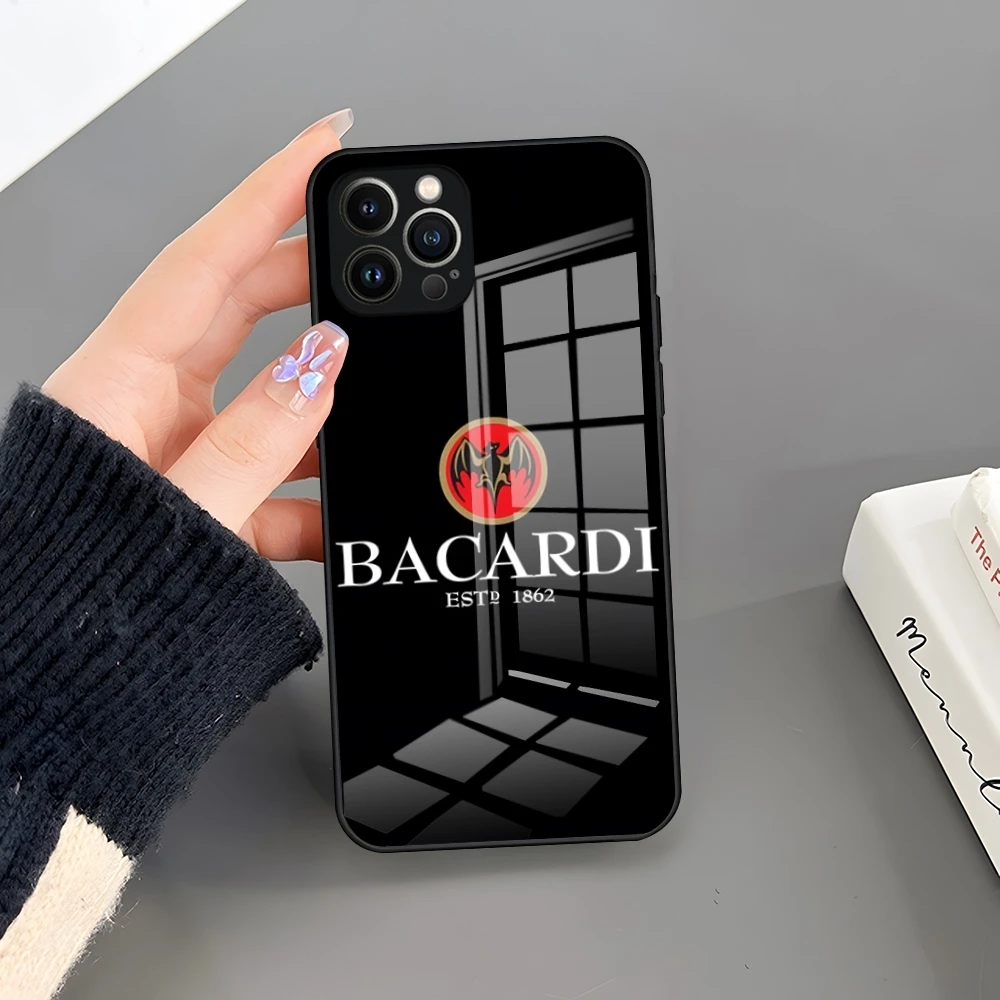 حافظة هاتف Bacardi Rum Vampire Bat من الزجاج المقسى لهاتف آيفون 16 Pro 15 Pro Max 14 13 12 11 X XR XS Max 8 7 Plus SE #4