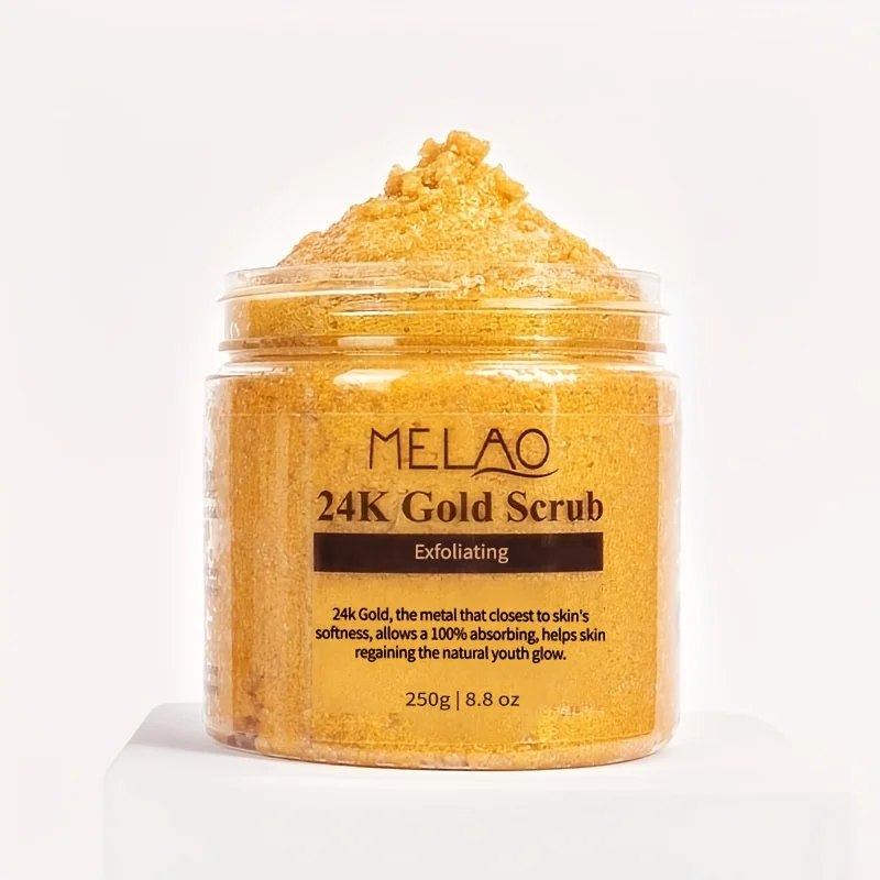 MELAO 24K Gold Scrub, Exfoliate Face & Body Salt Scrub,Pore Cleanser, Shower Scrub For Men & Women