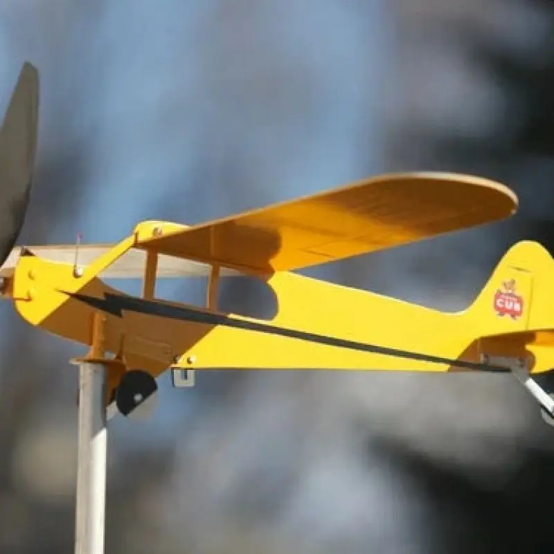 3D Piper J3 Cub Wind Spinner Plane, металлический самолет, флюгер, уличная крыша, индикатор направления, флюгер, садовый декор