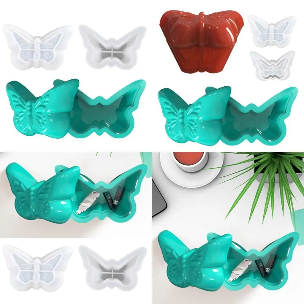 J78F Silicone Storage Case Molds Butterfly Holders Moulds Storage Containers Mold with Lid for Creative Minds