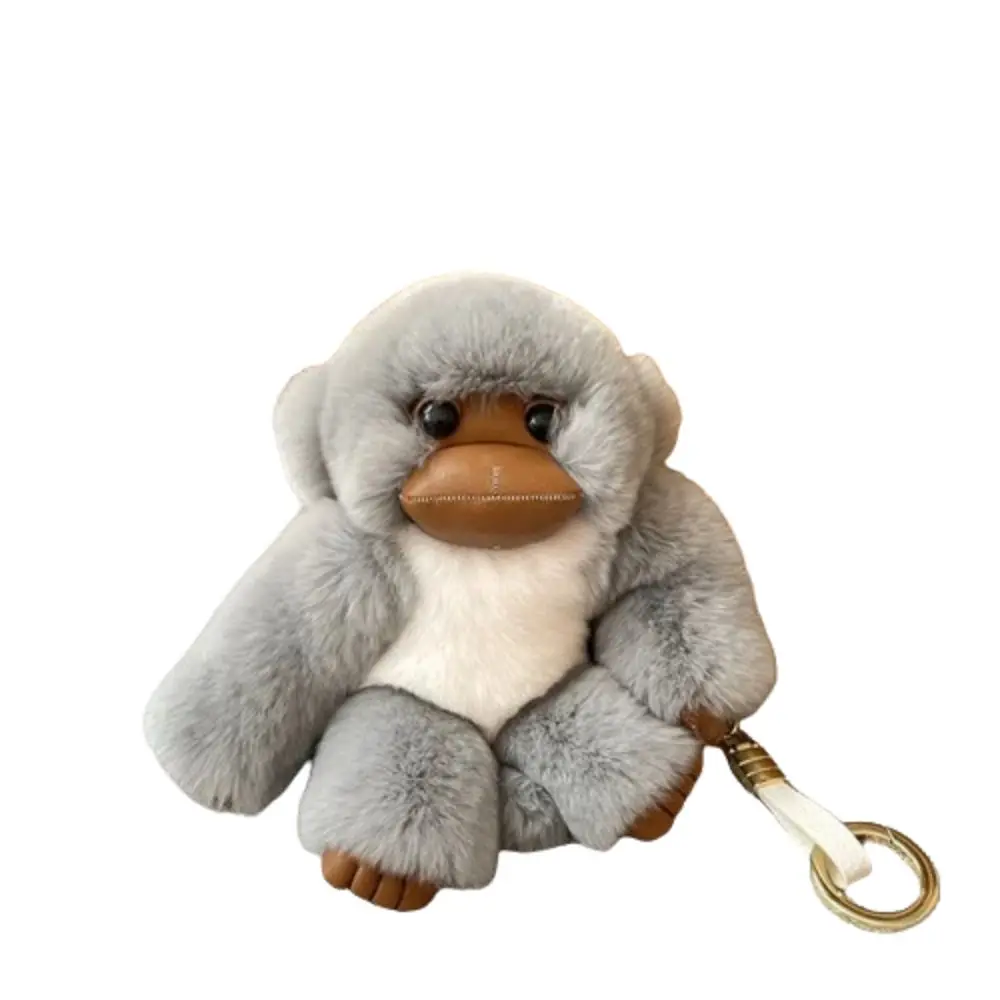 

Stuffed Animals Lucky Little Monkey Keychain Plush Doll Cartoon Rex Rabbit Fur Monkey Keychain Soft Fur Kawaii