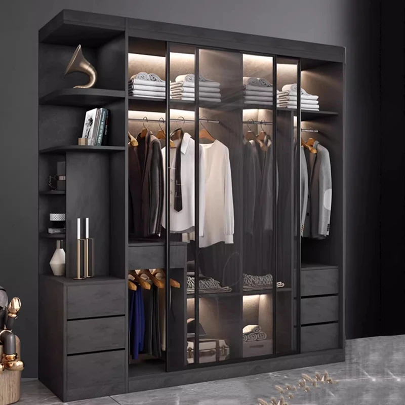 Partisi Lemari Ruang Tamu Kamar Tidur Kabinet Penyimpanan Plastik Lemari Pakaian Kain Nordic Modern Guarda Roupa Perabot Hotel