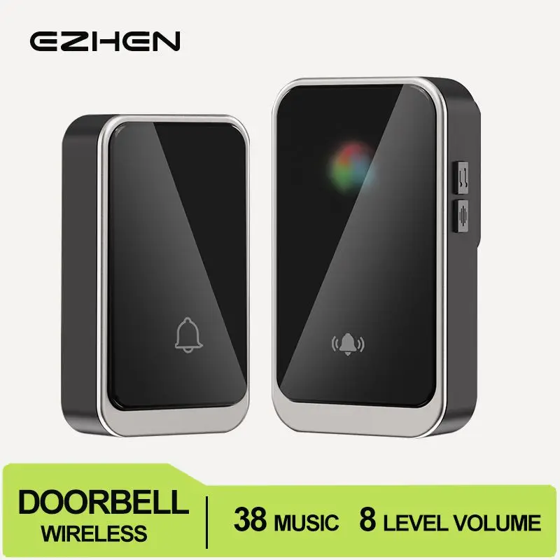 EZHEN جرس باب لاسلكي للمنزل 38 أغنية 300 متر طقم جرس الباب عن بعد مع جهاز إرسال واحد وجهاز استقبال سهل التركيب #1