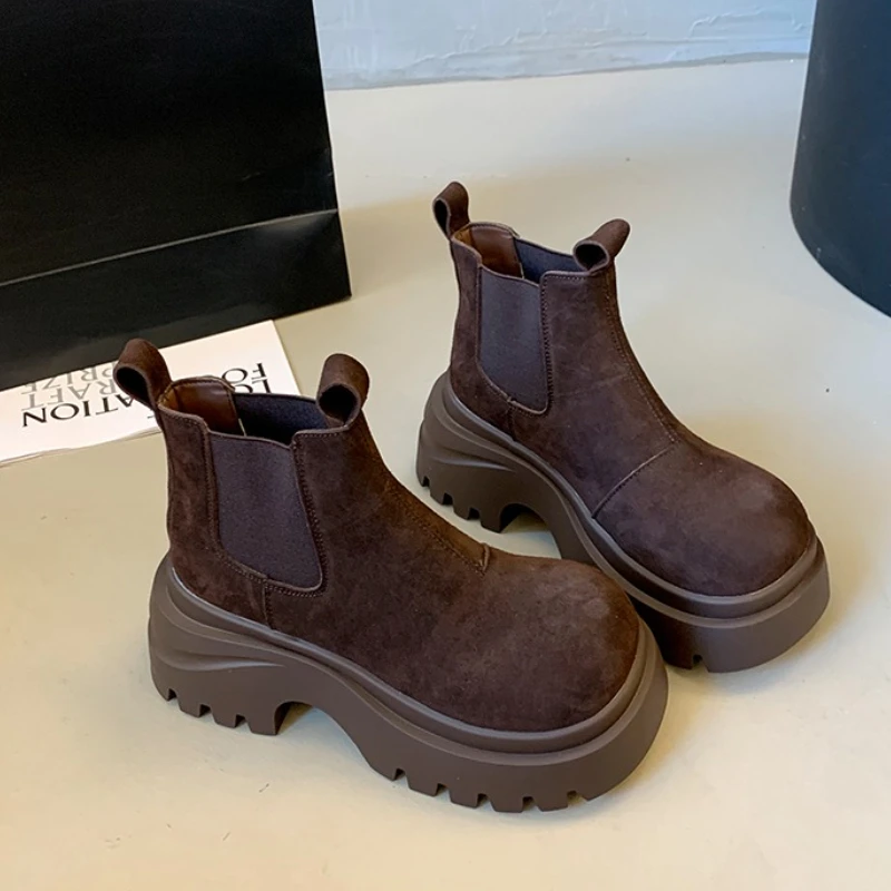 

Women's Ankle Boots Flats Platform Casual Sport Shoes Suede Winter 2025 New Fashion Woman Snow Botas Designer Cozy Mujer Zapatos