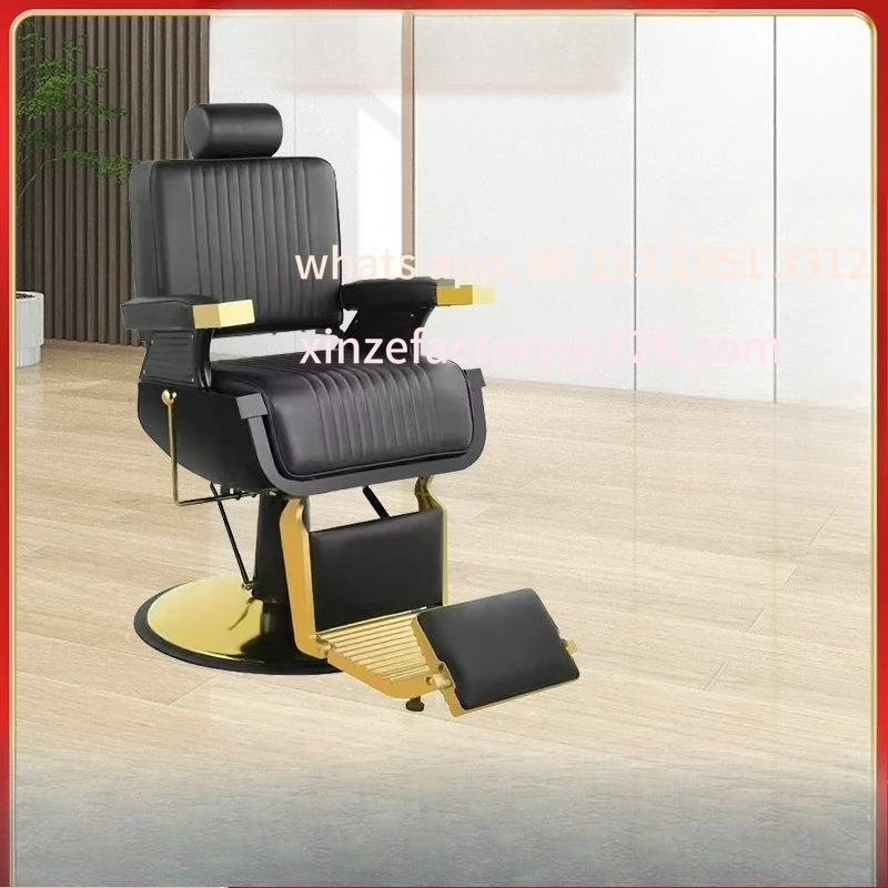 

Customizable New Gold Stainless Steel Barbershop Chair Comfortable Hair Chair Rotation
