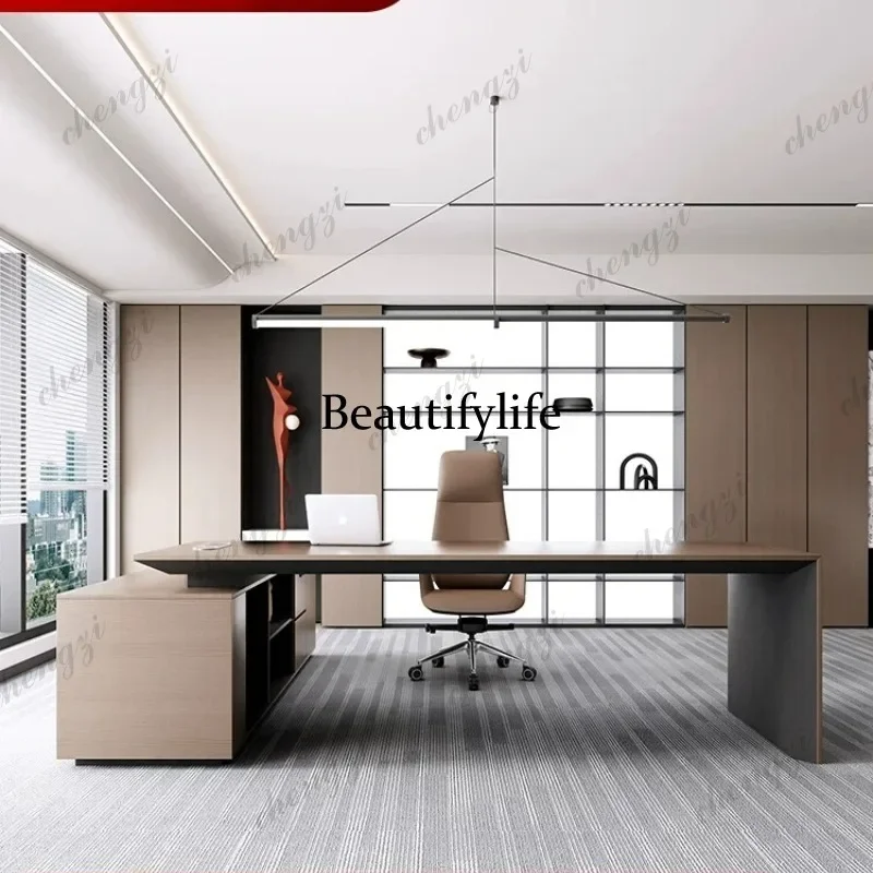D80 Chairperson's Office Boss President's Desk Light Luxury High-end Large Class Desk Simple Modern Office Desk and Chairs