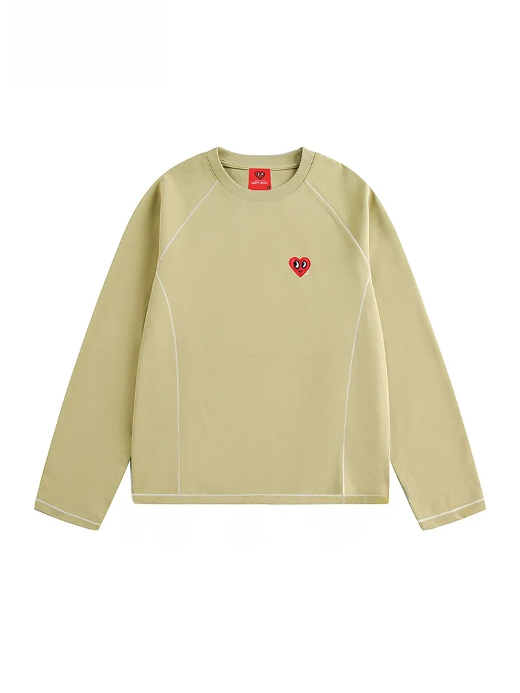 

Свитшот Charles Heart с круглым вырезом, весенне-осенний, с цветными вставками, дизайнерский, для бега и фитнеса, модный спортивный топ