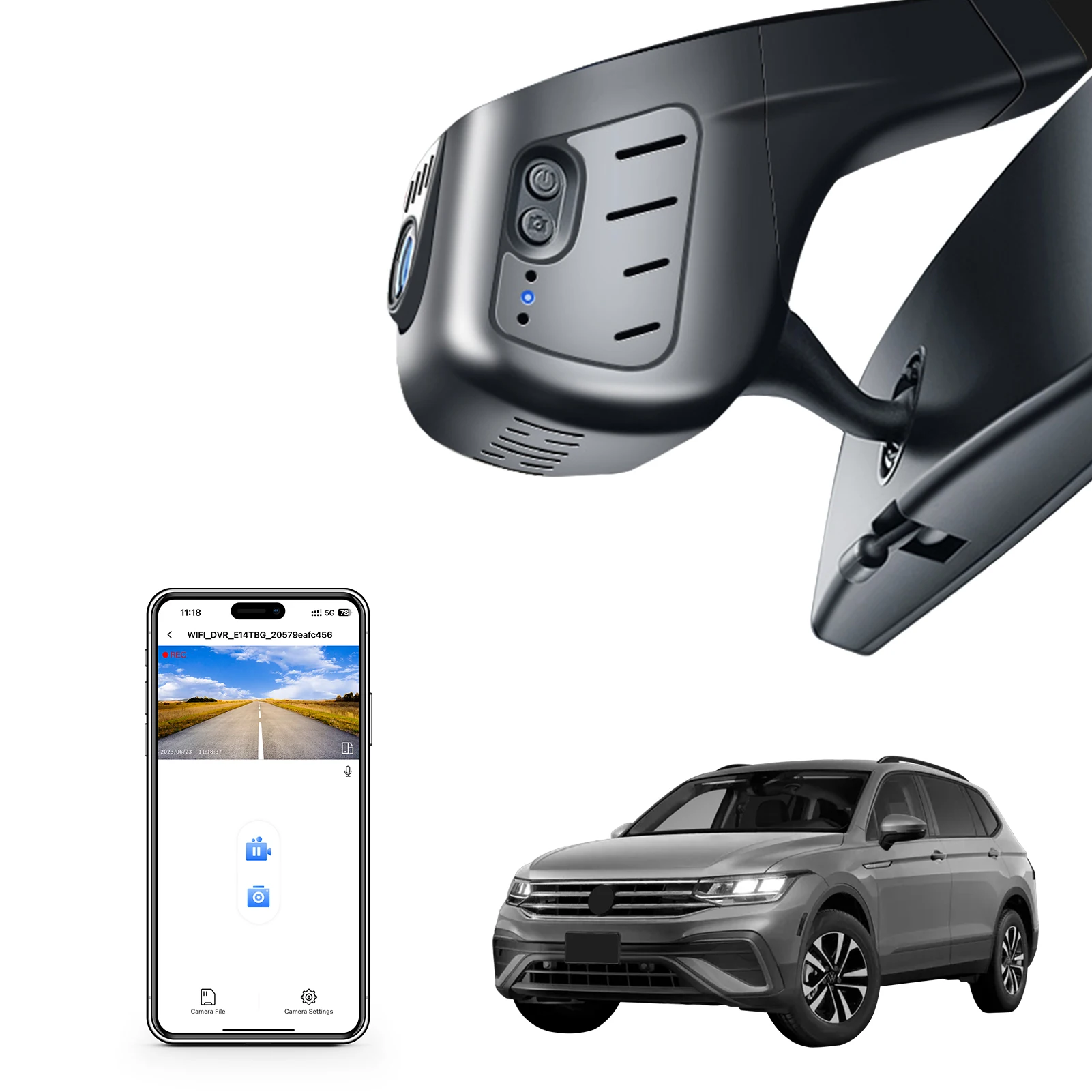 Mangoal 4K Dashcam voor Volkswagen Tiguan Gen2 AD/BW Dashcam (Model A/B) 2018-2024 GPS WiFi App Recorder 64GB/128GB kaart