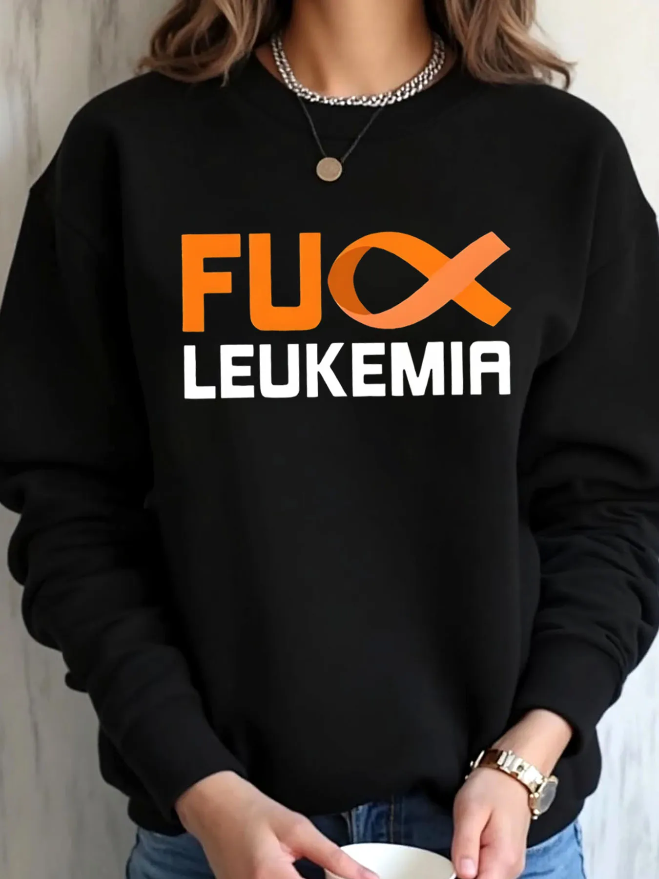 سويت شيرت نسائي كبير الحجم للهالوين بطباعة Leukemia ملابس خارجية #1