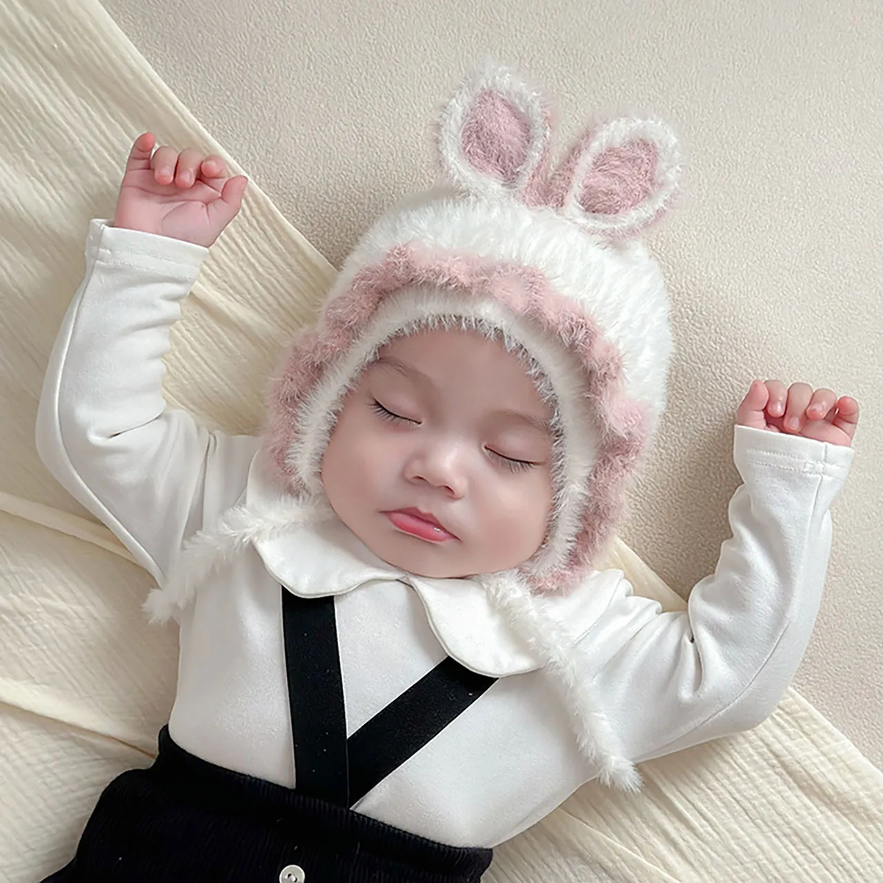 Gorro con protección para los oídos de felpa para bebé, Jersey cálido, gorro bonito de dibujos animados para niños, gorro de princesa para niña de 3 a 18 meses