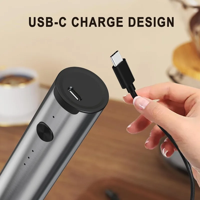 Rechargeable Electric Whisk USB Charging Mini Milk Foam Coffee Whisk Portable Whisk Blender Kitchen Cooking Blender view 5