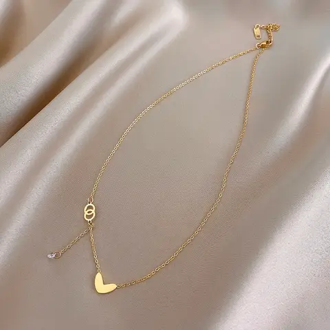 Stainless Steel Heart Butterfly Mermaid Tail Pendant Necklace For Women Cute Clavicle Chain Wedding Birthday Jewelry Gifts