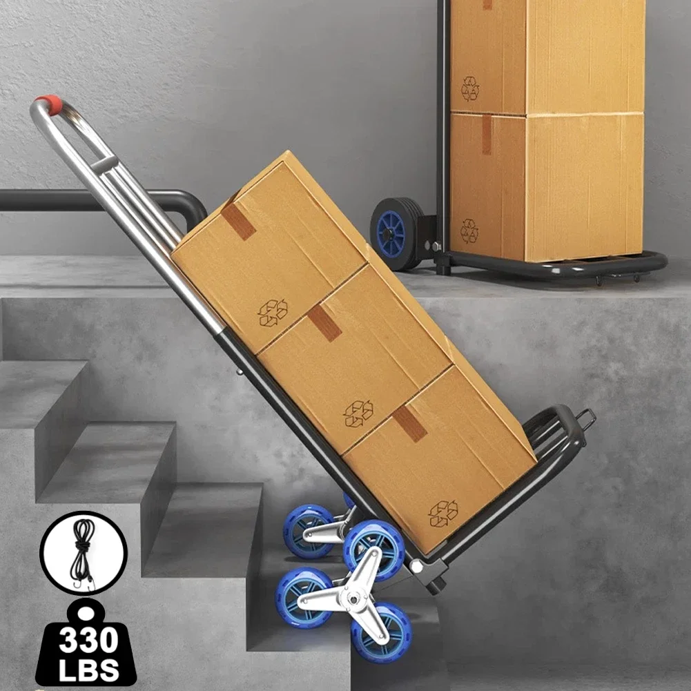 عربة اليد المحمولة 6 عجلات عربة سحب قابلة للطي تحمل الحمل الثقيل سحب صغير Tru السلع المنزلية عربة تسلق الدرج #2
