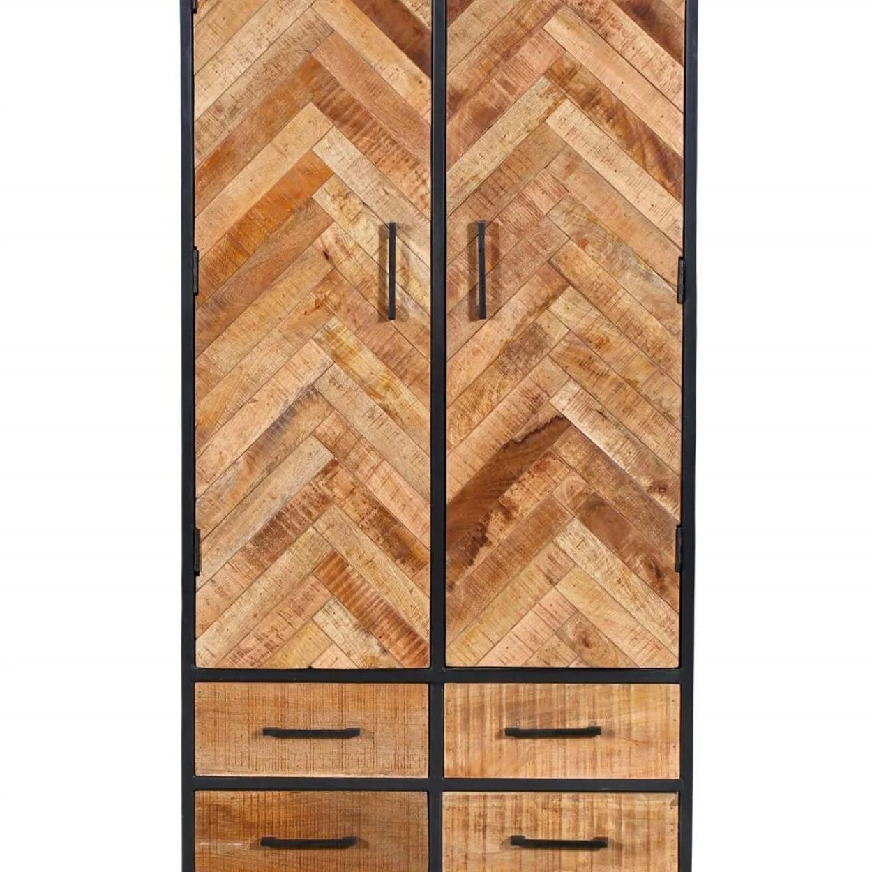 # Rustic Home Craft Minimalism Herringbone Wooden Metal Base Storage Cabinet