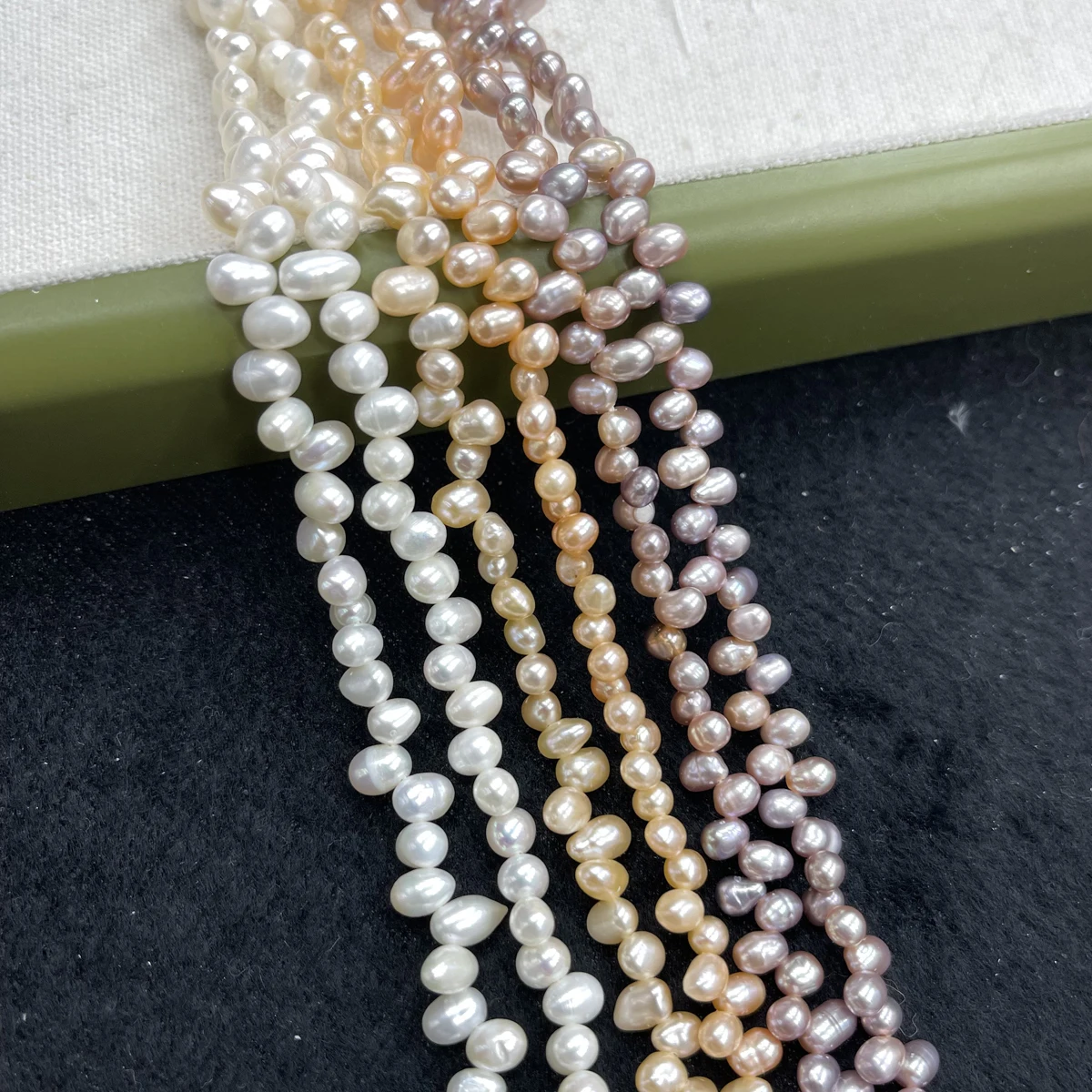 

4-5mm Two-Sided Glaze Pink Purple White Oval Natural Freshwater Pearl Bead Jewelry Making DIY Necklace Bracelet Accessory Women