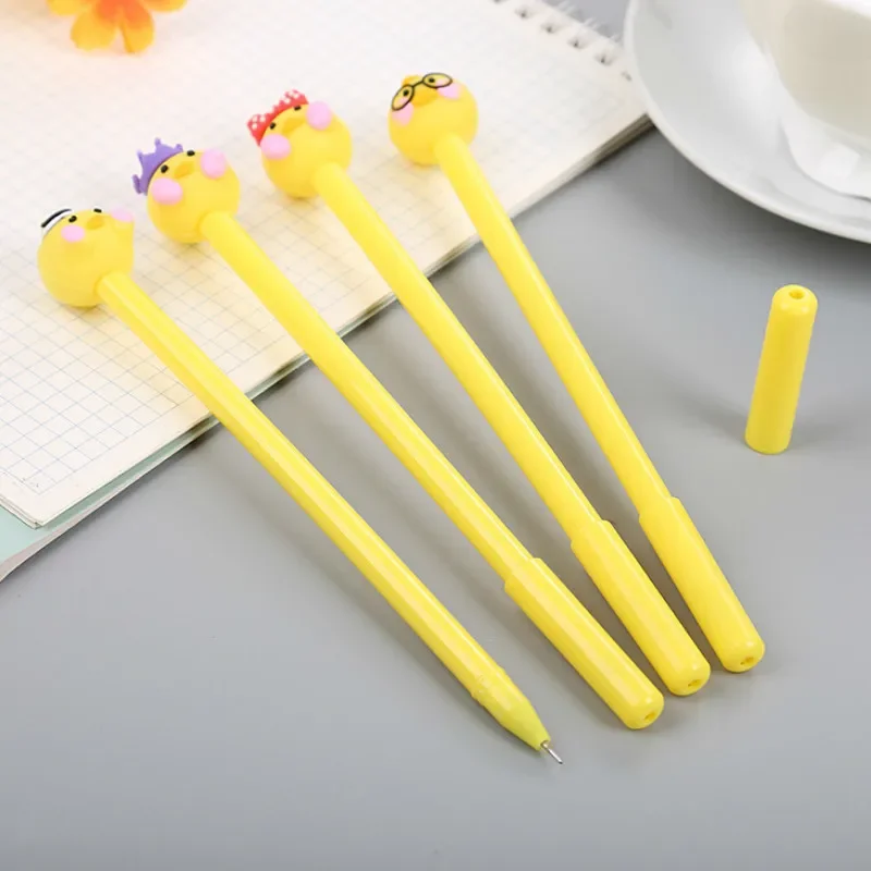 

40 Pcs Creative Cartoon Silica Gel Head Duckling Neutral Pen Student Office Signature Lovely Learning Stationery Pen