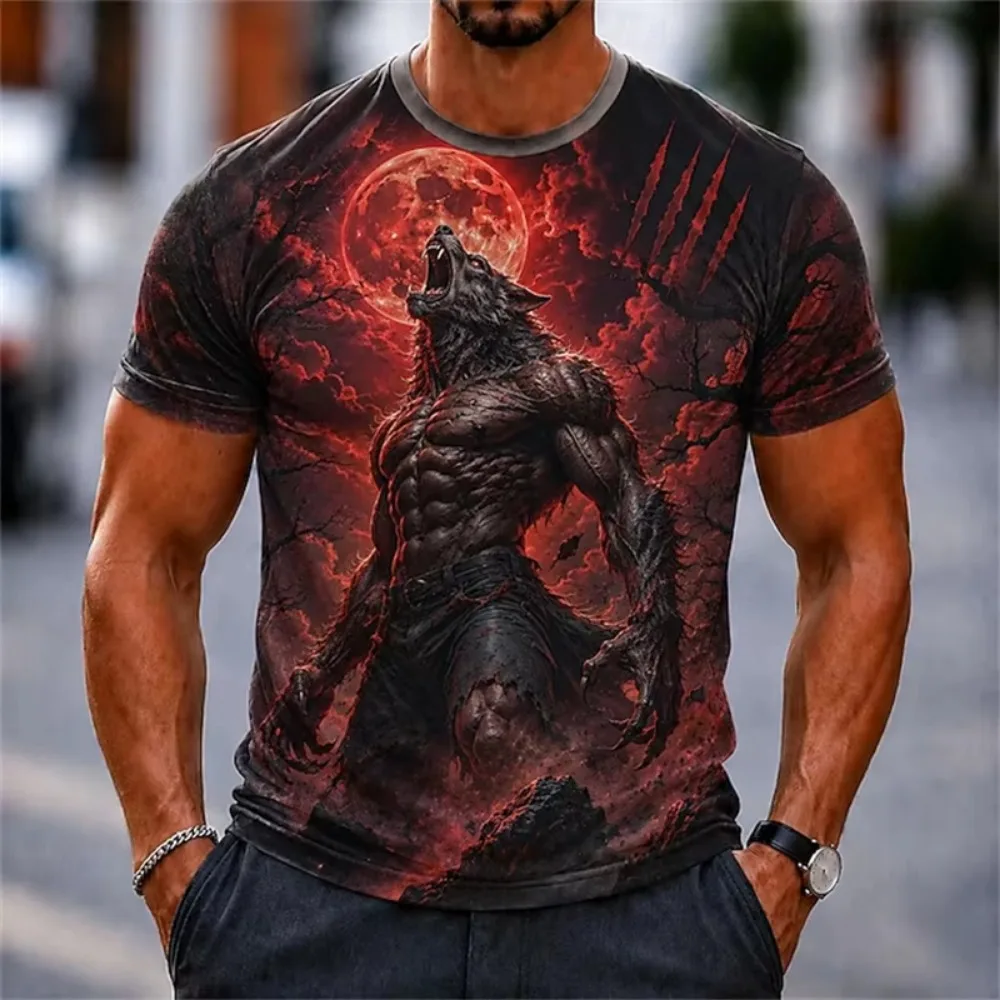 Halloween-Kürbis-Strohmann-Bier-3D-Druck-Herren-T-Shirt, modische Party-Atmungsaktive, schnell trocknende Outdoor-Sport-Cosplay-Kleidung – Detail 4