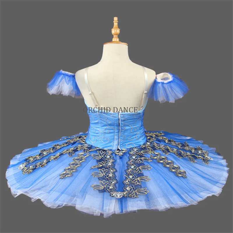 고품질 사용자 정의 크기 12 레이어 어린이 소녀 전문 발레 투투 블루 로브 femme