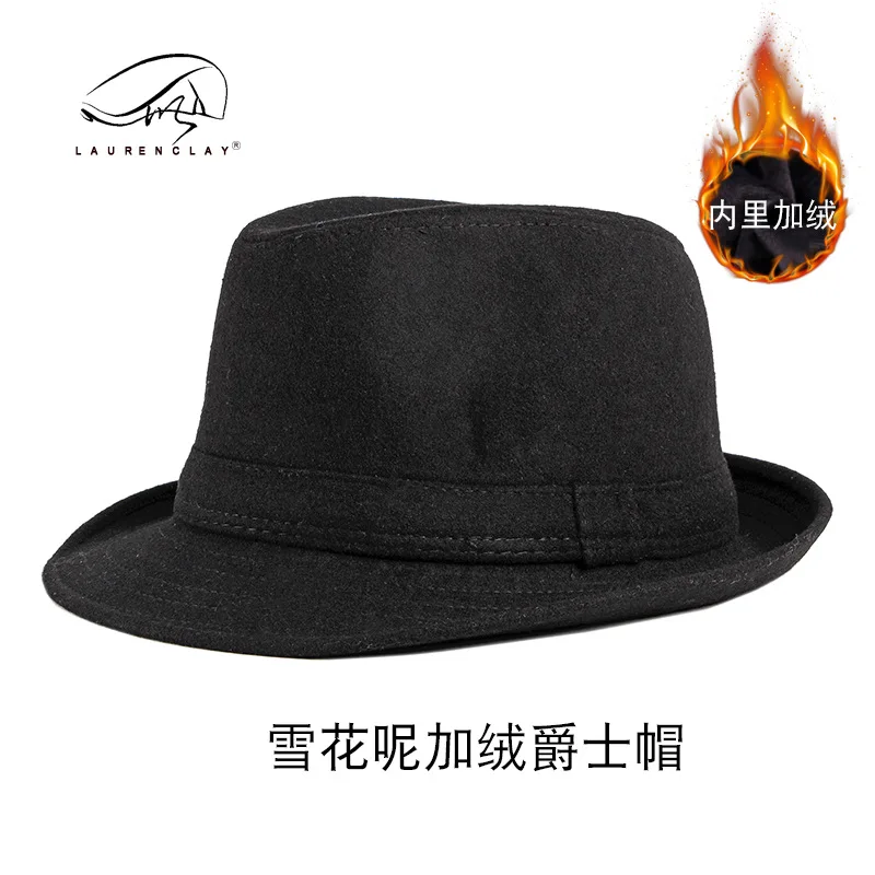 

Woolen men's autumn and winter plush thickened thermal top hat in the elderly jazz British gentleman hat