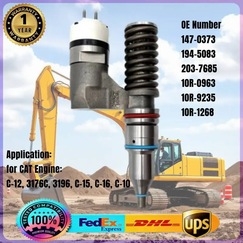 

147-0373 194-5083 203-7685 10R-0963 10R-9235 10R-1268 Common Rail Fuel Injector for CAT Engine 3196 3176C C10 C12 C15 C16