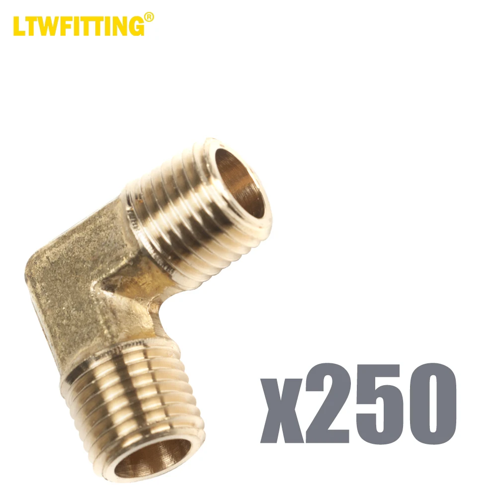 LTWFITTING Brass Pipe Male 90 Deg Elbow Fitting 1/4-Inch NPT Water Fuel(Pack of 250)