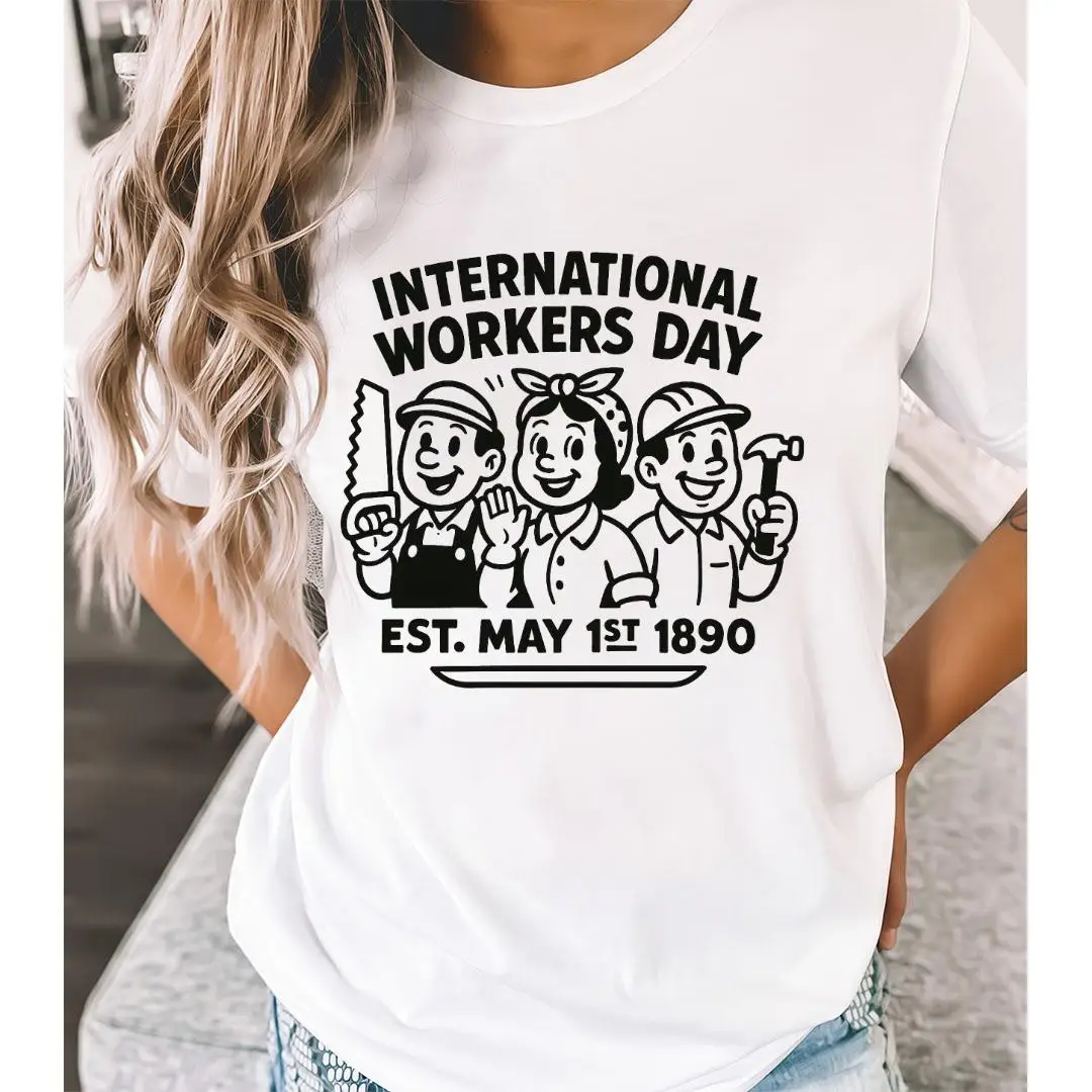 

Women's International Workers Day T-shirt Est. May 1st 1890 Graphic Tee Labor Day Casual Short Sleeve Top