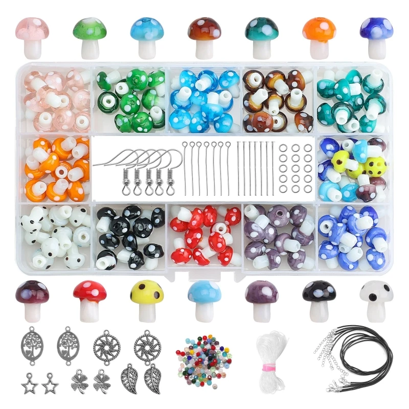 

Glass Mushroom Bead Beading Jewelry Making DIY Loose Spacer Bead Necklace Making