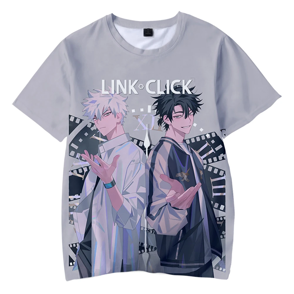 Homens e mulheres 3D Anime Link Click Crewneck camiseta de manga curta, streetwear Harajuku, roupas estilo casual, 2022