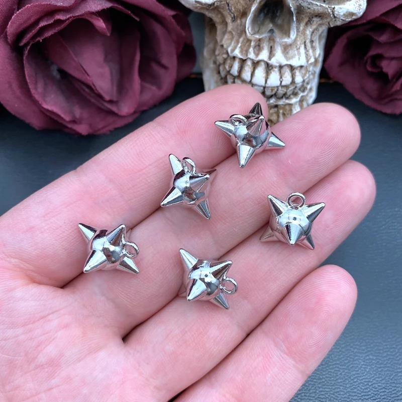 4szt 15 * 13mm 3D Punk Thorns Solid Ball Charms Spike Morning Star Pendant Designer Charms Fit Jewelry Making DIY Jewelry Finding — zdjęcie 4