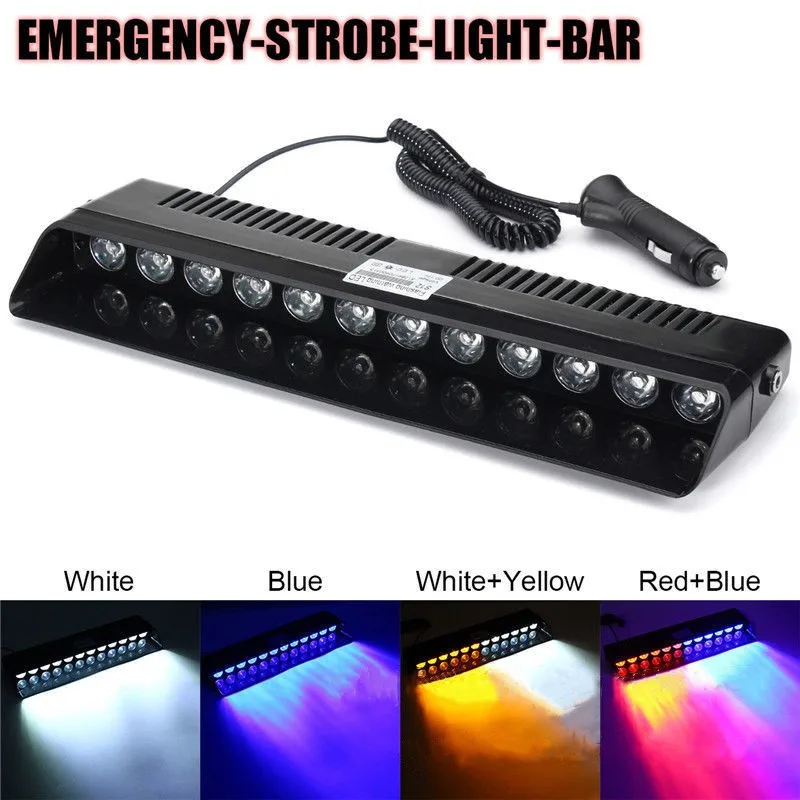 12led Signal Lamps Multiple Flashing Modes Emergency Flasher 12V Red Blue Strobe Light Universal Windshield Warning Lamp