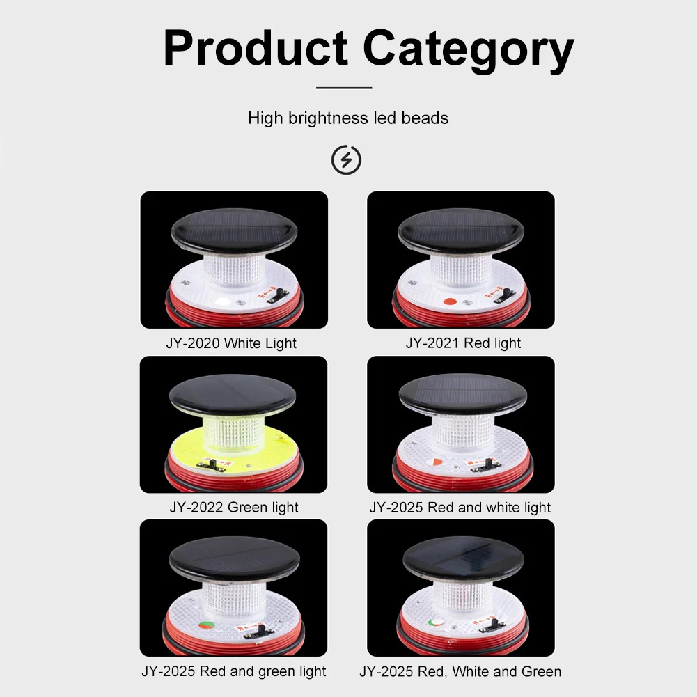Luce di segnalazione marina a LED a ricarica solare Distanza visiva da 2 km Spia a lungo raggio Luce di segnalazione multifunzionale per ancore di barche