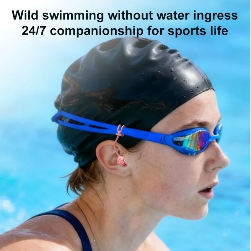 3 Layer Swimming Earplugs Lanyard Soft Silicone Noise Reduction Earplugs Ergonomic Design Reusable Swim Silicone Earplugs