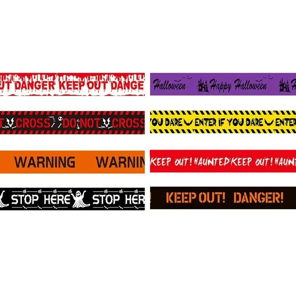Yellow Red Halloween Danger Caution Tape No Entry Print Isolation Belt Warning Line Tape Long Strip Crime Scene Barrier