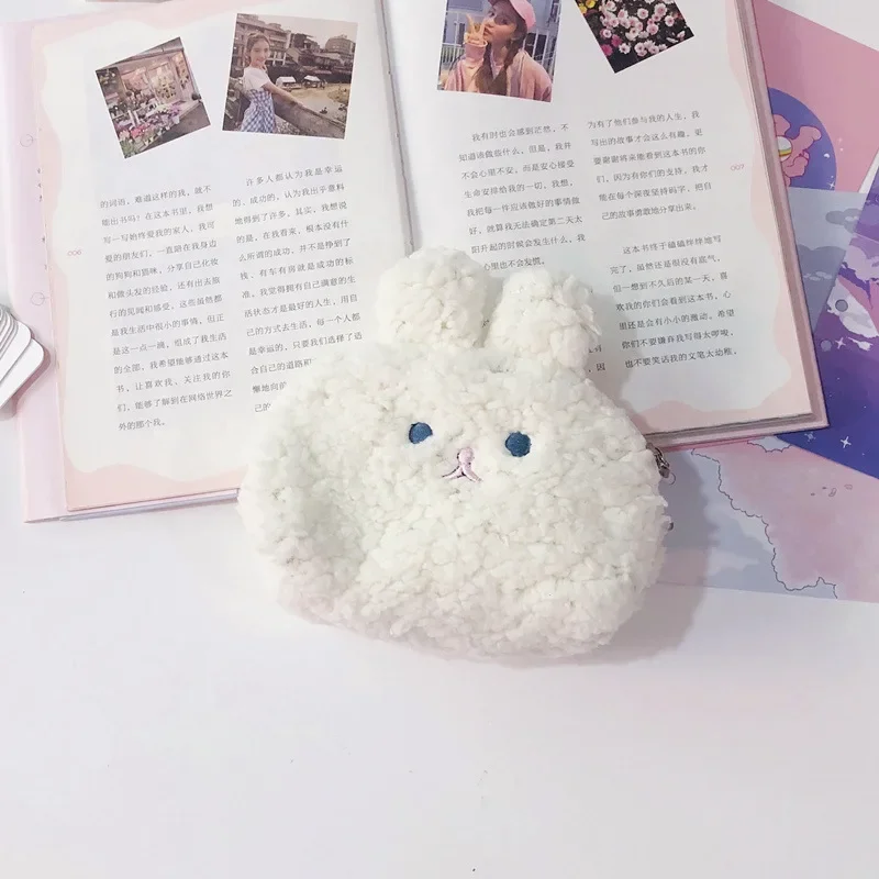 Girl Plush Rabbit Coin Money Earphone Bags Purse Kawai Rabbit  Women Mini Lipstick  Bags Pouch Coin Key Storage Bags Card Holder