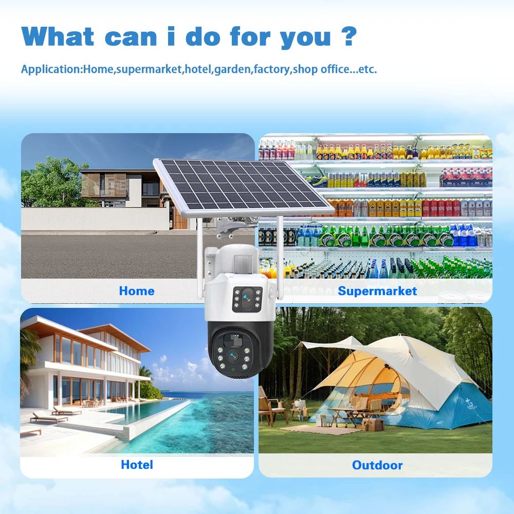 8MP 4K Dual Lens Solar  Wifi Security Cameras Wireless Outdoor WaterproofTracking Detection CCTV Monitoring Low Power EseeCloud
